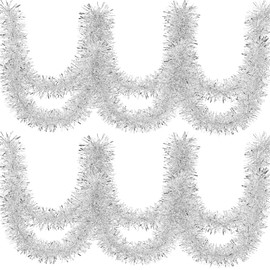 TranquilBliss 100 FT Christmas Garland, Non-lit Soft for Indoor Decor or Outdoor Use, Premium Quality, for Christmas Decorations, Stairs, Railing, Wreaths, Closets(Silver)