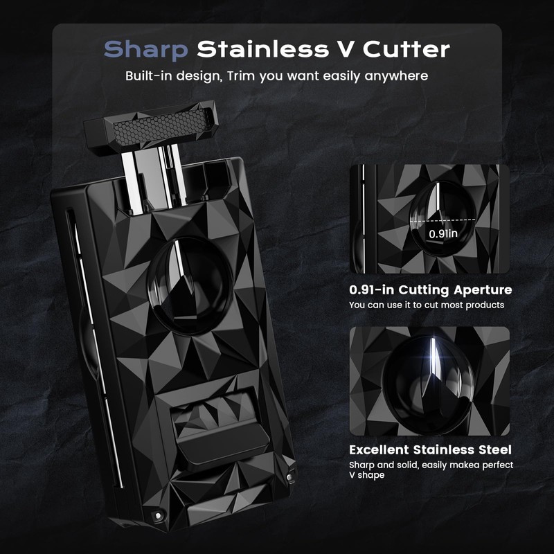 5-in-1 Windproof Lighter with Punch, Draw Enhancer, Holder, Triple Jet