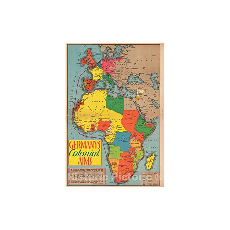 Historic Map : Colonial Africa, Romer, 1938, Vintage Wall D?or