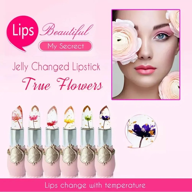 Q Beleza Brilhante Flor Cristal Jelly Batom Magic Temperatur