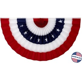 American Pleated Fan Flag Bunting. 100% Made in USA by Old Glory Bunting. 3 x 6 ft Stars & Stripes USA Indoor/Outdoor Cotton Bunting Banner. Perfect for July 4th & Patriotic Events.
