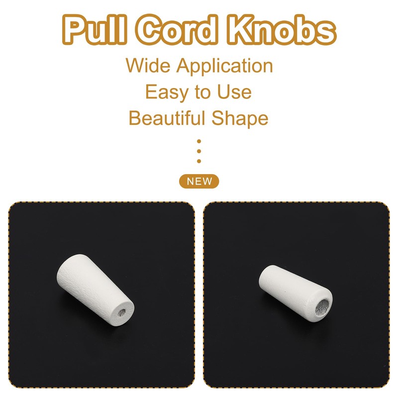 sourcing map Cord Knobs, White Wooden Cord Tassel Drops Pull