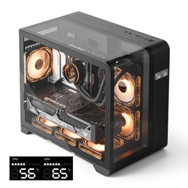 darkFlash MATX Gaming PC Case with Screen, Three Side Glass Micro-ATX Case, Curved Full View Dual, 3 PWM ARGB Fans Computer Case Pre-Installed, Type C, RTX 40 Compatible, Black(L280M)