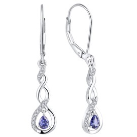 YL Dangle Drop Earrings Sterling Silver Infinity Leverback Earrings Created Tanzanite Twisted Jewelry