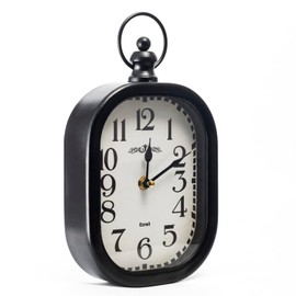 Ezrall Small 11 Inch Silent Non-Ticking Retro Wall Clock Rustic Chic Rectangle Metal Wall Clock Antique Style Decorative Wall Clock for Kitchen/Bedroom/Living Room/Bathroom Black