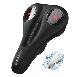 ROCKBROS Bike Seat Cushion Gel Bike Seat Cover Padded Narrow Seat Cover for Peloton Bike, Spin Bike, Stationary Bike, Exercise Bike, Mountain Road Bike with Rain Cover, 11x7inch