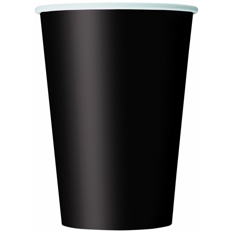 Solid Black Paper Cups - 12 oz (Pack of 10)