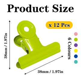 JIDHUHI Stainless Steel Eye Clips, Size 6 Colors, Set of 12, Jaw 1.5 / 2.0 inches (38 / 50 mm), Rustless, Strong Clips, Candy Bags, Document Clips, Office, Kitchen, Candy Clips, 1.5 inches (38 mm)