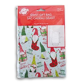 Party Planning Christmas Oversize Plastic Gift Bag with Tie and Gift Tag - 36 x 44 Inches (Gnome for the Holidays)