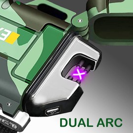 1 Pack Waterproof Lighter Outdoor Electric Lighter Dual Arc Lighter Windproof Lighter USB Rechargeable Lighter Flameless Plasma Lighter Camping Hiking Adventure Survival Tactical Gear
