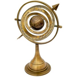 Arch Instruments 11" Antique Brass Armillary Sphere with Sundial Arrow Nautical Maritime Astrolabe Engraved Globe