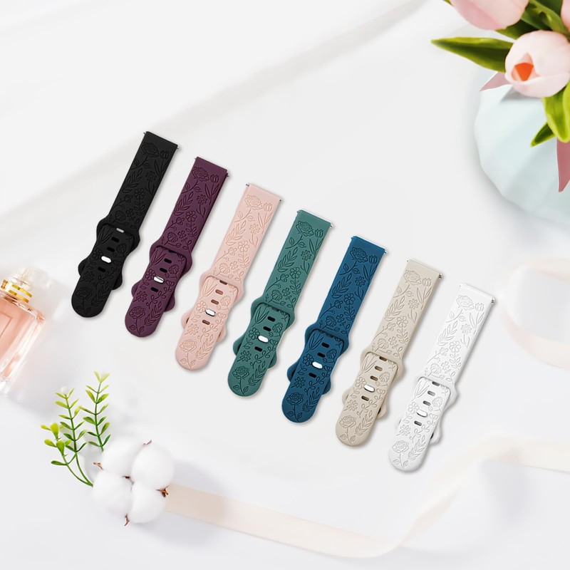 Inhosper 18mm 20mm 22mm Flower Pattern Watch Bands Compatible with