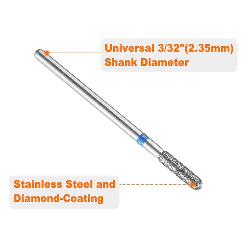 sourcing map 6pcs 120-140 Grits Diamond Grinding Bit 2.5mm Cylindrical