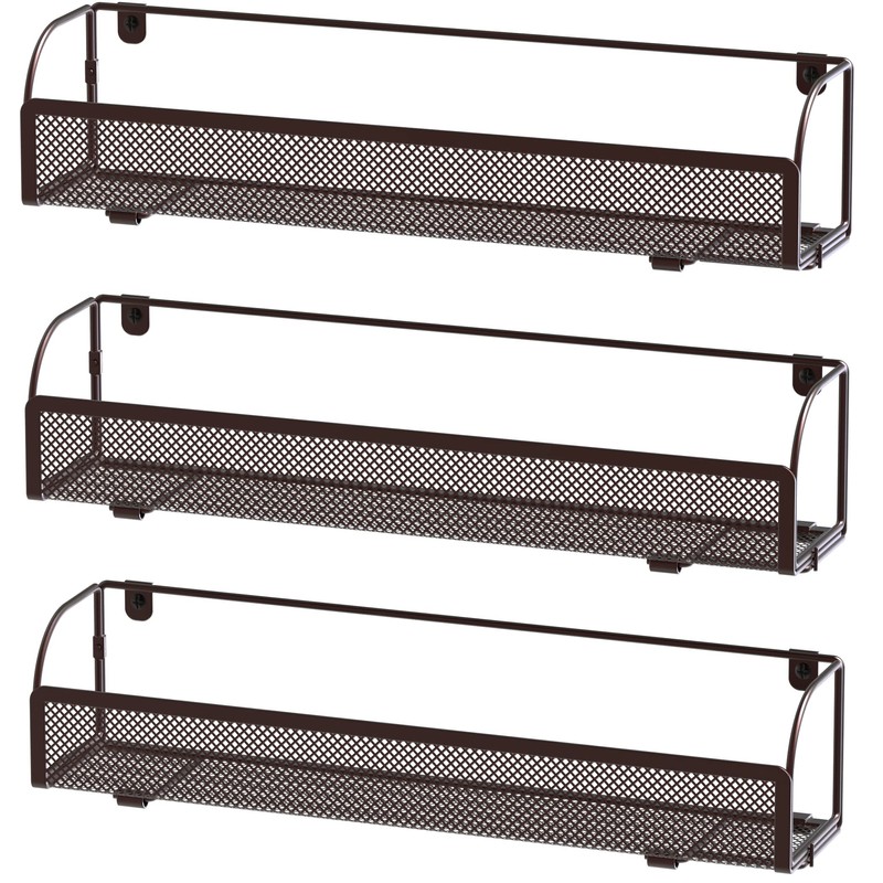 Simple Houseware Wall Mounted Spice Rack Shelves Organizer, Bronze, 3-Pack