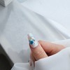 Blue Zircon Rose Handmade Nail Tips - Long Point /