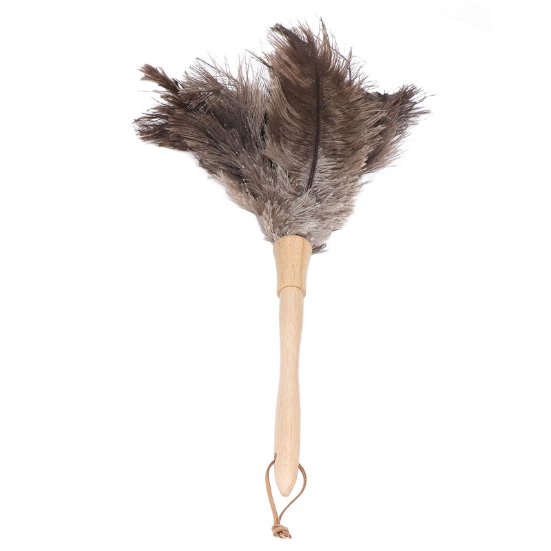 Feather Duster Light Weight Soft Long Handle Reusable Black Ostrich