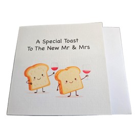 Funny Wedding Card - A Special Toast To The New Mr And Mrs Bride and Groom Marriage Women For Him & Her Wedding Day - Linen Effect Card