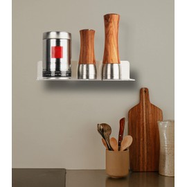 TARIFOLD FR 930142 Set of 2 L Shape Floating Shelves Transparent Acrylic Wall Mounted for Bedroom Toys Kitchen Spices Wall Storage