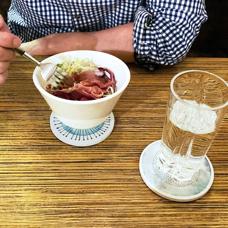 AD Set of 6 Coasters for Drinks Absorbing Round Ceramic