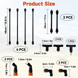 4 Nozzles Poly Boom Wand with 3/8" Brass Fitting, Backpack Multi Nozzle Spray Holder, Sprayer Boom Equipped with Two Types Nozzles, DIY Length Up to 74.8" Wand for Watering Large Areas, Farms