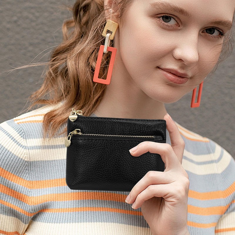 AdiStylinno Leather Coin Purse, Portable Change Purses Small Credit Card