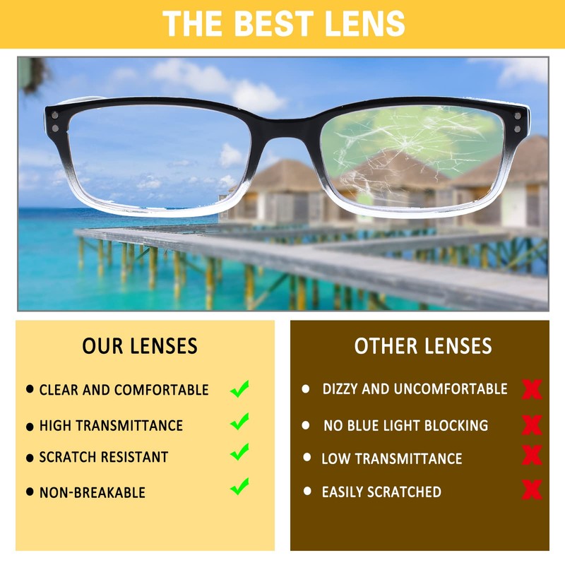 Kerecsen 4 Pack Reading Glasses for Men and Women with