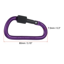 PATIKIL Locking Hook 3", 4 Pack Aluminum D Ring Shape Clip Screw Gate Lock Quick Link for Keychain Outdoor Camping Hiking, Purple