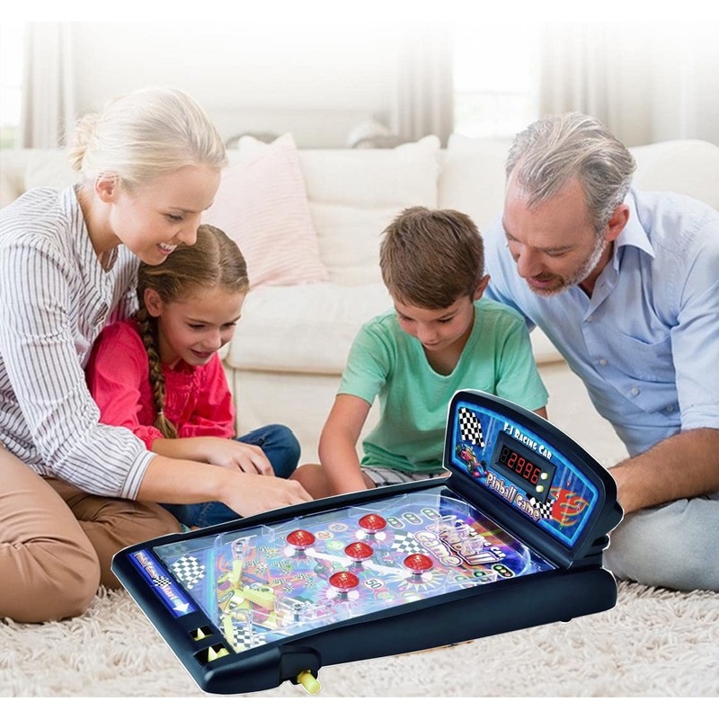 Trisquirrel Racing Car Pinball Machine,Electronic Tabletop Pinball Game with Lights