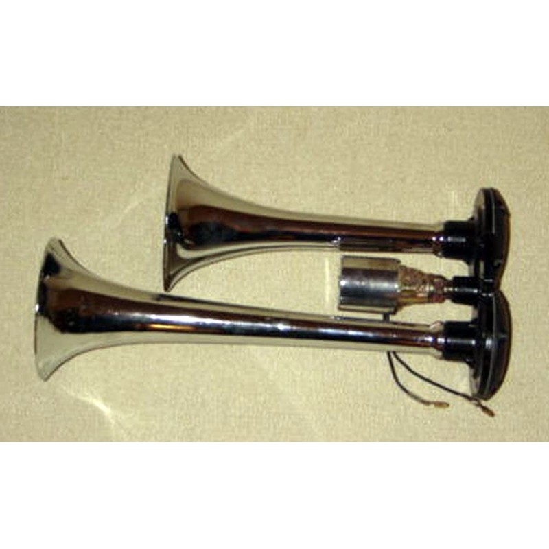 UNIVERSAL CHROME 12V 24V DOUBLE AIR HORN FOR TRUCK LORRY