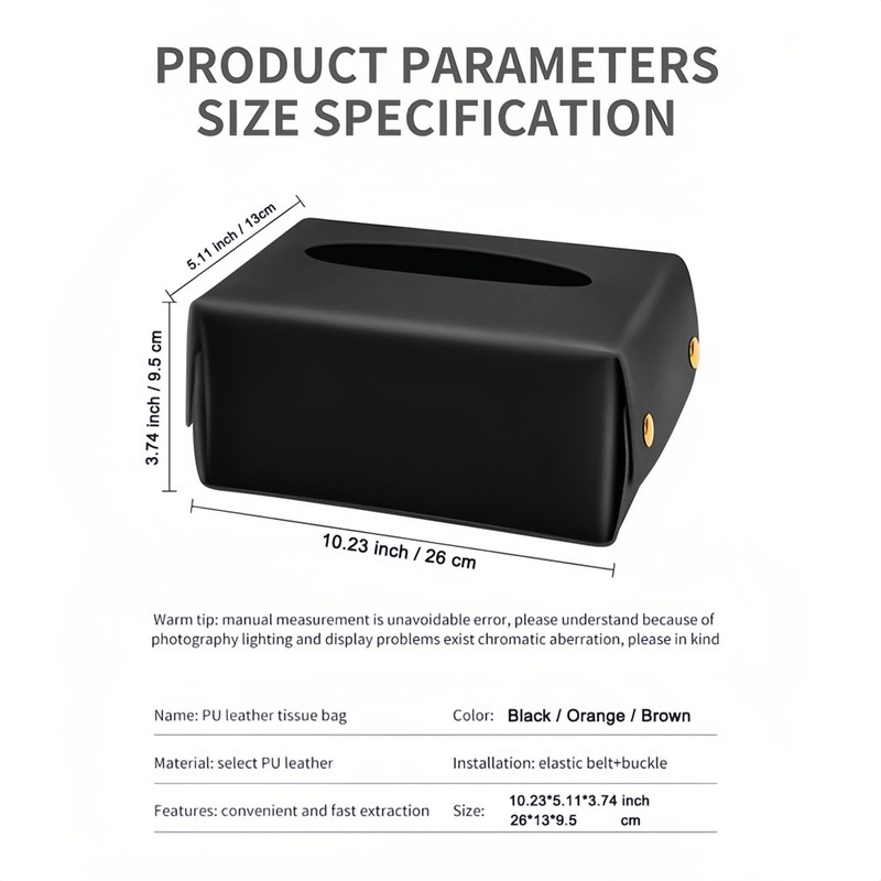 Taoluwin Premium PU Leather Car Tissue Holder - Hanging Tissue