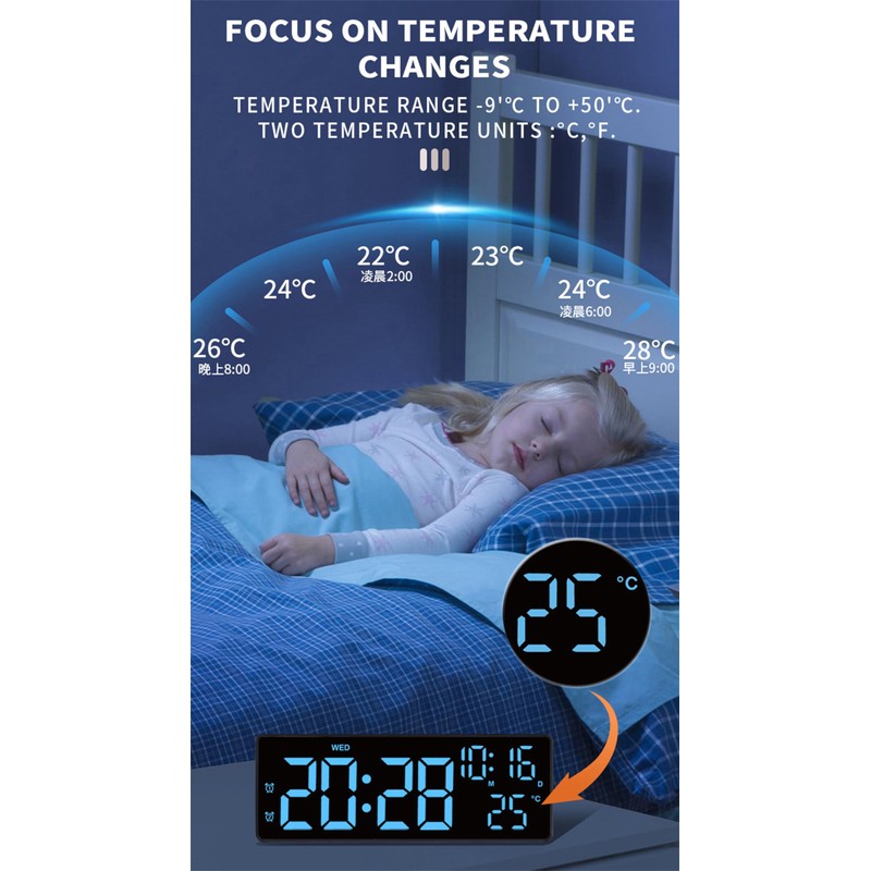 SonoYU Digital Alarm Clock, Bedside Desk Table Clock, Alarm Clock