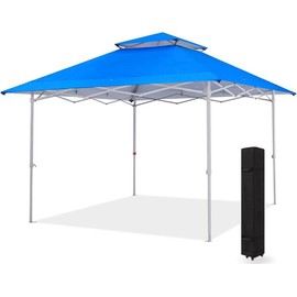 MASTERCANOPY Pop-Up Canopy Tent 13x13 Instant Shelter Outdoor Canopy with Wheeled Bag - Color: Blue