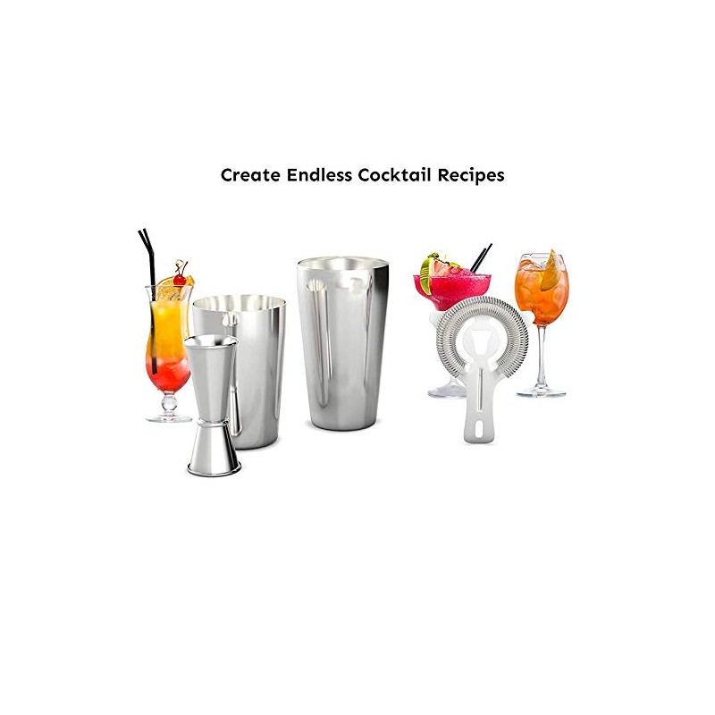 Pylorixz Cocktail Shaker Set: Professional Boston Shaker, Cocktail Strainer and