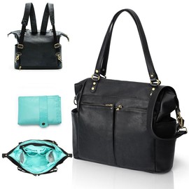 Miss Fong × MOMINSIDE Mom Diaper Bag with 14 Pockets, 4 Large Insulated Pockets, and a Changing Pad - Color: Black