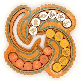 Project Genius Inc. Egyptian Coin Trade – Wooden Puzzle, High Difficulty, Brainteaser Challenge to Sort The Gold and Silver Coins into Different Columns, Ages 14+