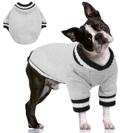 FUAMEY Dog Pullover Sweatshirt，Dog Winter Sweaters Warm Dog Clothes Dog Vest Thick Puppy Pullover Soft Pet Fleece Sweater Cute Doggie Boy Girl Outfit for Small Medium Dogs Grey XL