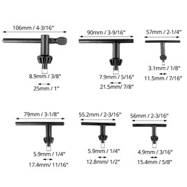 QWORK Drill Chuck Key Set, 6 PCS Replacement Keys for 4/6/10/13/16/20mm Drill Chucks