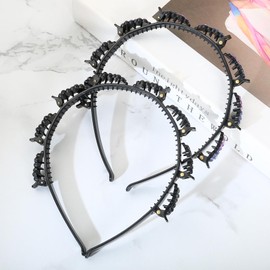 Wasise Butterfly Clip Headband - 5PCS Double-layer Rhinestone Flower Hairstyle, Headbands for Women's Hair, Butterfly Hair Clips, Zig Zag Headbands, Twist and Clip Headband, Hollow Woven Accessories