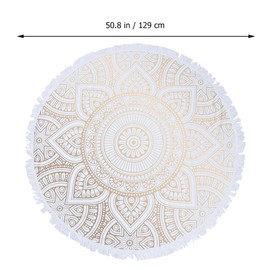 Ciieeo Beach Towel Blanket Mandala Round Beach Towel Bath Towel Yoga Mat Hippy Tapestries Straw Carrying Case Cotton Beach Towels Pool Mat Baby Fiber White Oversized Picnic Blanket