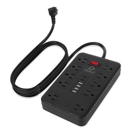 DUKVI Surge Protector Power Strip with 10 Widely-Spaced Outlets & 6 USB(2USB C) Ports, 10ft Flat Plug Extension Cord Wall Mountable, Desktop Charging Stations for Home Office Bedroom Kitchen