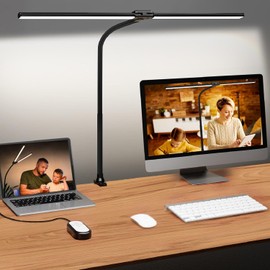 Lámpara de Escritorio LED,Lampara LED,Lámpara de Oficina,Lámpara de Mesa con Diseño de Doble Cabezal,Lampara de Mesa Con Brazo Flexible de 360°,3 Modos,para Trabajar,Estudiar,Leer,Escribir