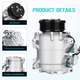 AC Compressor with Clutch Fits for Honda CR-V 2.4 2.4L 2002 2003 2004 2005 2006, 38810PNB006
