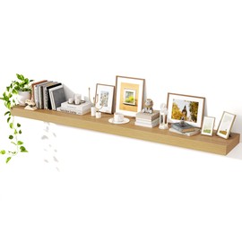 Axeman Floating Shelves for Wall, Rustic Wood Wall Mounted Shelves for Bathroom, Bedroom, Kitchen, Hanging Bookshelves for Home Wall Decor Living Room, 72 inch Set of 1, Oak