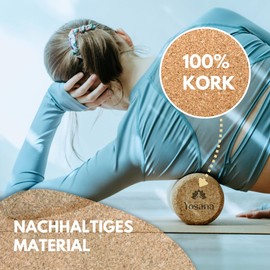 Yosana Faszienrolle Kork | Nachhaltig & 100% recyclebar | Korkrolle Schadstofffrei & Hypoallergen mit Rille zum Schutz der Wirbelsäule | für Rückenmassage, Faszientraining & Pilates | 30x10cm