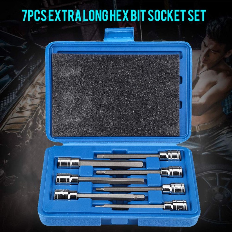 Hex Bit Socket Set, 7Pcs Extra Long Hex Socket Set