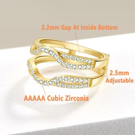 SHELOVES Womens Sterling Silver Yellow Gold Ring Enhancers Round White AAAAA CZ Infinity Guard Ring Sz 7