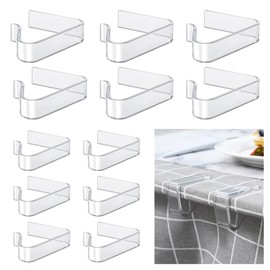 SHBAOCH Table Cloth Clips, 12PCS Plastic Outdoor Tablecloth Clamps, Transparent Large Windproof Clips for Christmas Home Wedding Party Indoor Outdoor Camping(2 Sizes)