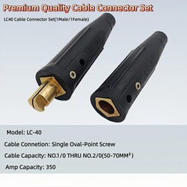 LZXQYMX LC-40 Welding Cable Connector Set (1 Male + 1 Female) for 1/0-2/0 Cable, 350 Amp, 2-Pack