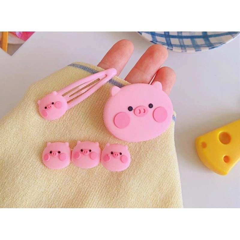 Miry Pink Cerdito Pinza Pelo Pig Set De 3 Cabello