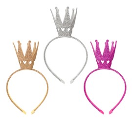 Nereds 3pcs Shiny Crown Headband Glitter Princess Crown Headband Birthday Hair Accessoriesfor Women Girl Kids